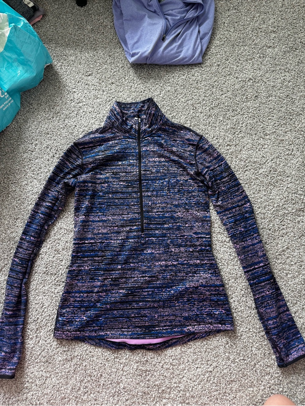 Nike Women’s Space-Dye Quarter-Zip Top in Blue & Purple